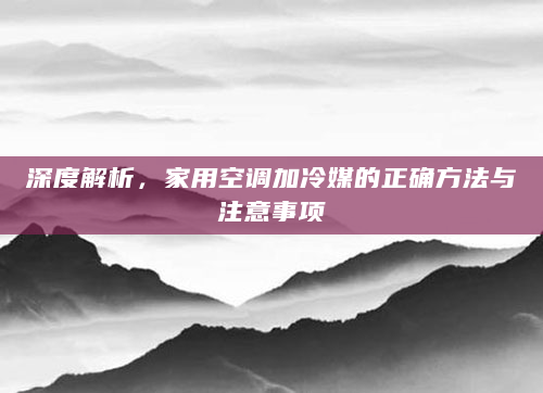 深度解析，家用空调加冷媒的正确方法与注意事项