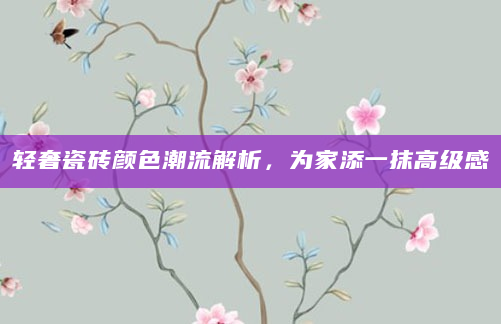 轻奢瓷砖颜色潮流解析，为家添一抹高级感
