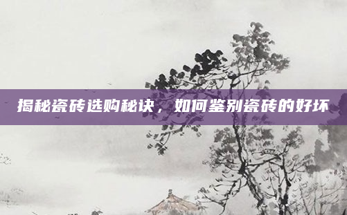 揭秘瓷砖选购秘诀，如何鉴别瓷砖的好坏