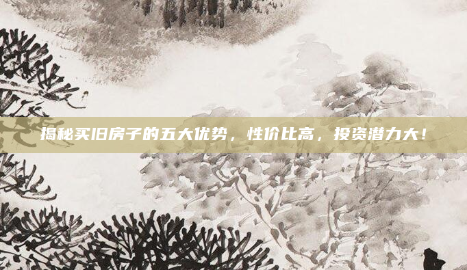 揭秘买旧房子的五大优势，性价比高，投资潜力大！