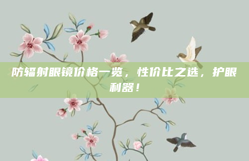防辐射眼镜价格一览，性价比之选，护眼利器！