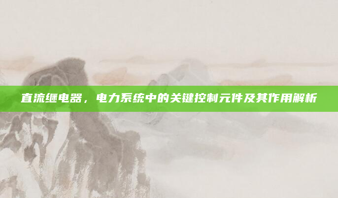 直流继电器，电力系统中的关键控制元件及其作用解析