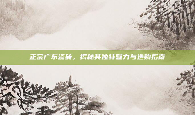 正宗广东瓷砖，揭秘其独特魅力与选购指南