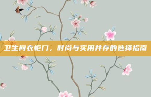 卫生间衣柜门，时尚与实用并存的选择指南