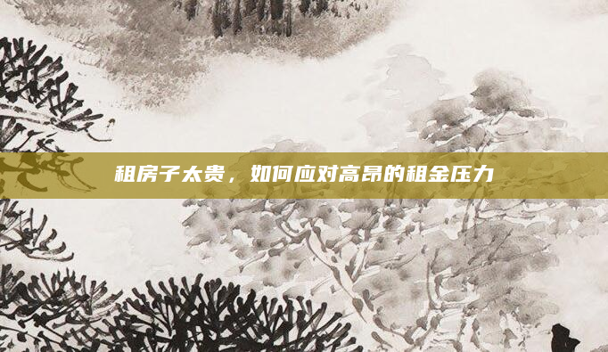 租房子太贵，如何应对高昂的租金压力