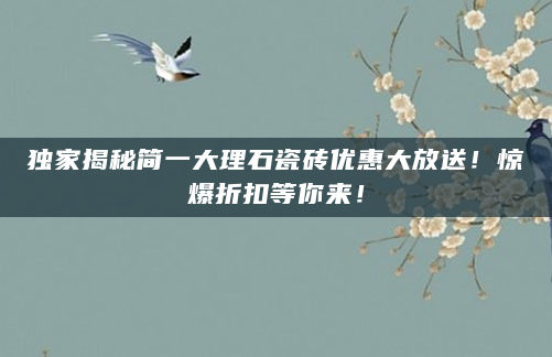 独家揭秘简一大理石瓷砖优惠大放送！惊爆折扣等你来！