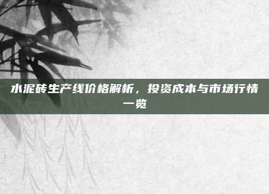 水泥砖生产线价格解析，投资成本与市场行情一览