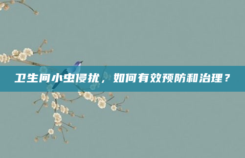 卫生间小虫侵扰，如何有效预防和治理？