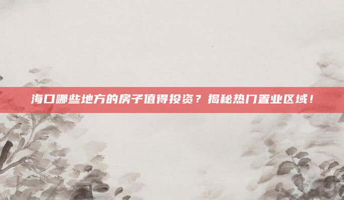 海口哪些地方的房子值得投资？揭秘热门置业区域！