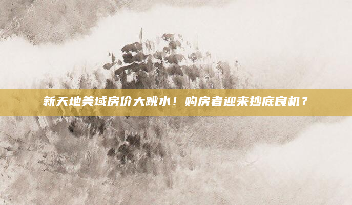 新天地美域房价大跳水！购房者迎来抄底良机？