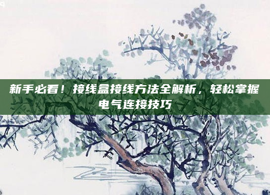 新手必看！接线盒接线方法全解析，轻松掌握电气连接技巧