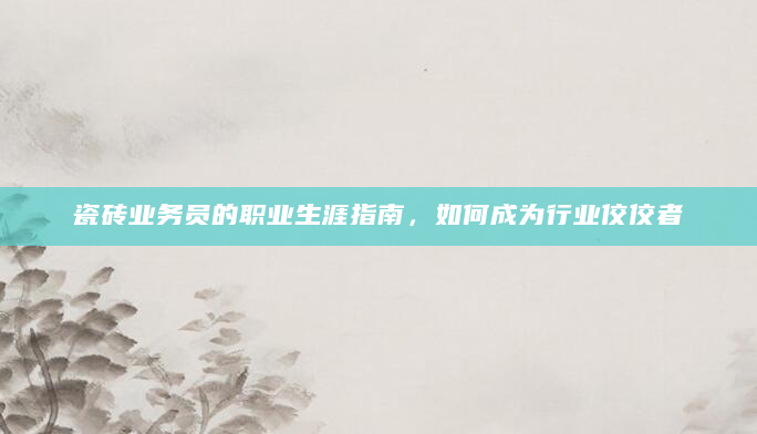 瓷砖业务员的职业生涯指南，如何成为行业佼佼者