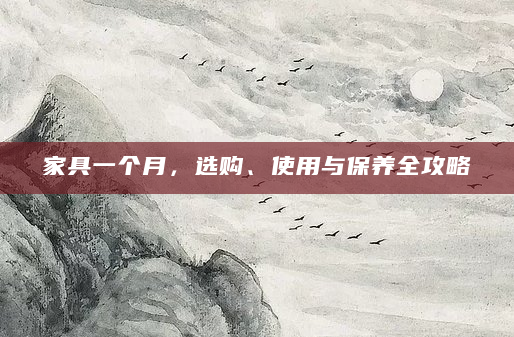 家具一个月，选购、使用与保养全攻略