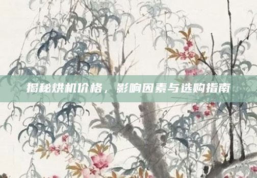 揭秘烘机价格，影响因素与选购指南