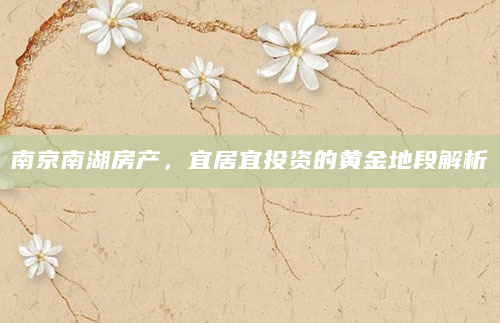 南京南湖房产，宜居宜投资的黄金地段解析