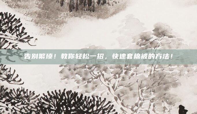 告别繁琐！教你轻松一招，快速套棉被的方法！