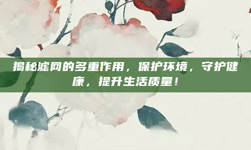 揭秘滤网的多重作用，保护环境，守护健康，提升生活质量！
