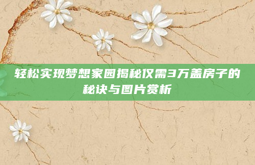 轻松实现梦想家园揭秘仅需3万盖房子的秘诀与图片赏析