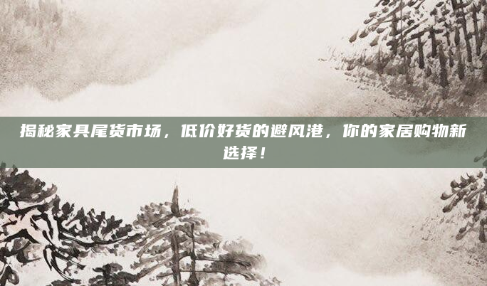 揭秘家具尾货市场，低价好货的避风港，你的家居购物新选择！