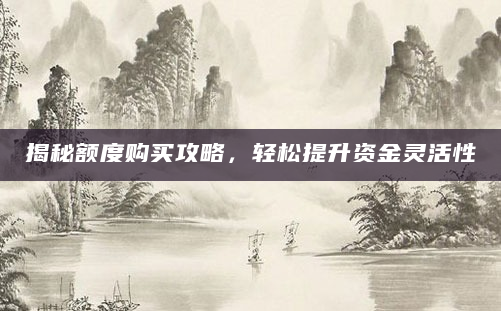 揭秘额度购买攻略，轻松提升资金灵活性