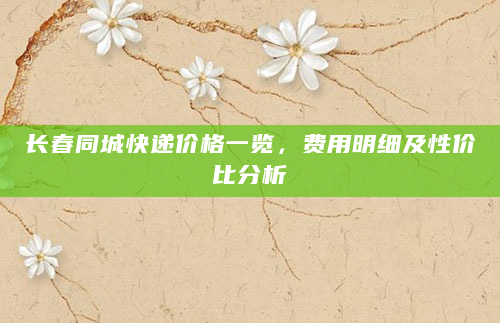长春同城快递价格一览，费用明细及性价比分析