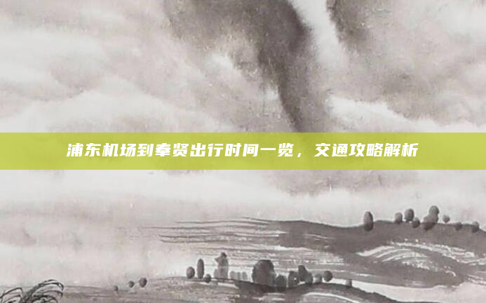浦东机场到奉贤出行时间一览，交通攻略解析