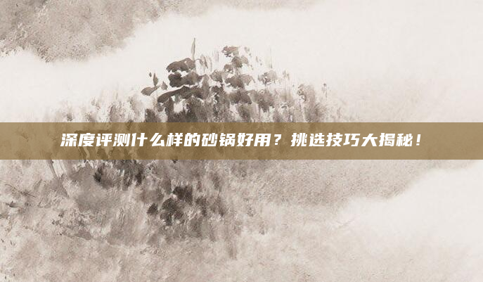 深度评测什么样的砂锅好用？挑选技巧大揭秘！