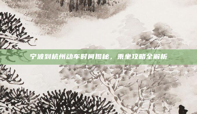 宁波到杭州动车时间揭秘，乘坐攻略全解析