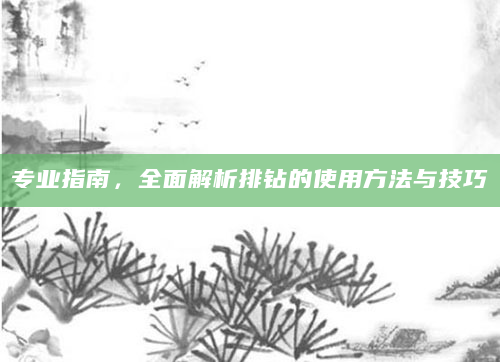 专业指南，全面解析排钻的使用方法与技巧