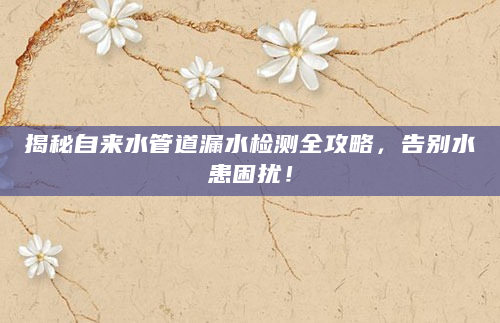 揭秘自来水管道漏水检测全攻略，告别水患困扰！