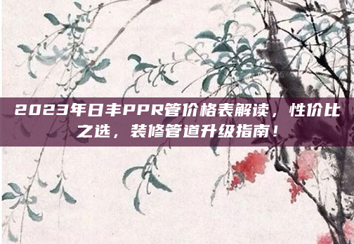 2023年日丰PPR管价格表解读，性价比之选，装修管道升级指南！