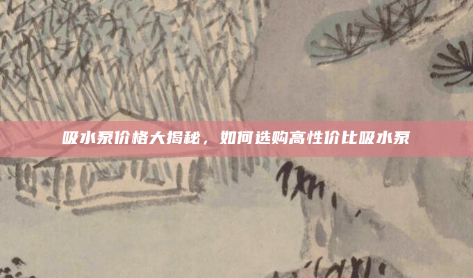 吸水泵价格大揭秘，如何选购高性价比吸水泵