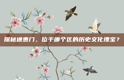探秘通惠门，位于哪个区的历史文化瑰宝？