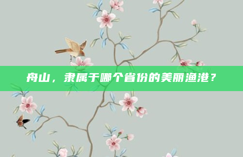 舟山，隶属于哪个省份的美丽渔港？