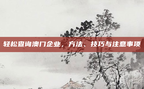 轻松查询澳门企业，方法、技巧与注意事项