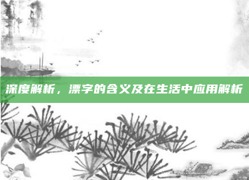深度解析，漂字的含义及在生活中应用解析