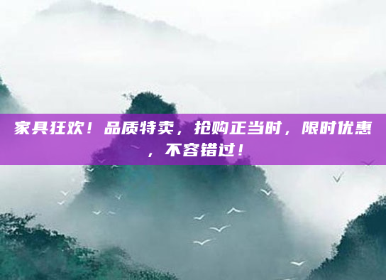 家具狂欢！品质特卖，抢购正当时，限时优惠，不容错过！