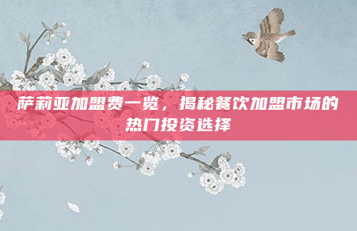 萨莉亚加盟费一览，揭秘餐饮加盟市场的热门投资选择