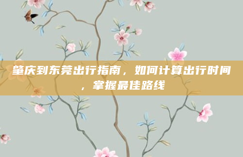 肇庆到东莞出行指南，如何计算出行时间，掌握最佳路线