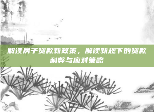 解读房子贷款新政策，解读新规下的贷款利弊与应对策略
