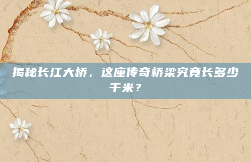 揭秘长江大桥，这座传奇桥梁究竟长多少千米？