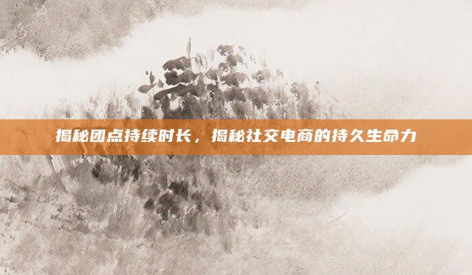 揭秘团点持续时长，揭秘社交电商的持久生命力