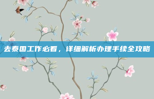 去泰国工作必看，详细解析办理手续全攻略