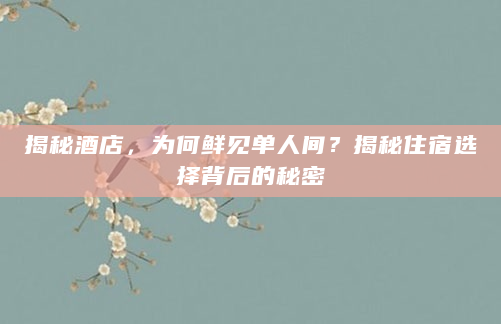 揭秘酒店，为何鲜见单人间？揭秘住宿选择背后的秘密