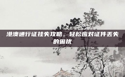 港澳通行证挂失攻略，轻松应对证件丢失的困扰