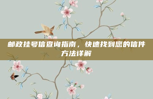邮政挂号信查询指南，快速找到您的信件方法详解