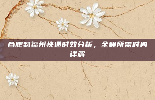 合肥到福州快递时效分析，全程所需时间详解
