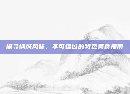 探寻桐城风味，不可错过的特色美食指南