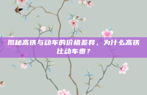 揭秘高铁与动车的价格差异，为什么高铁比动车贵？