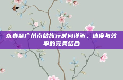 永泰至广州南站旅行时间详解，速度与效率的完美结合